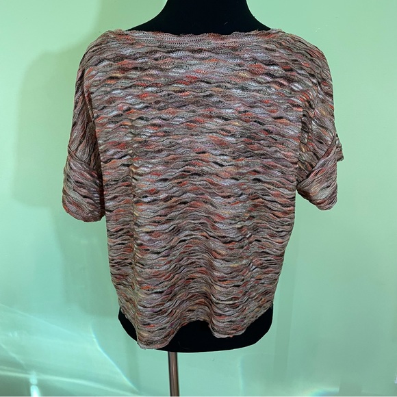 FREE PEOPLE MULTICOLORED TEXTURED SHORT SLEEVE TOP SHIRT SIZE SMALL - Picture 2 of 7